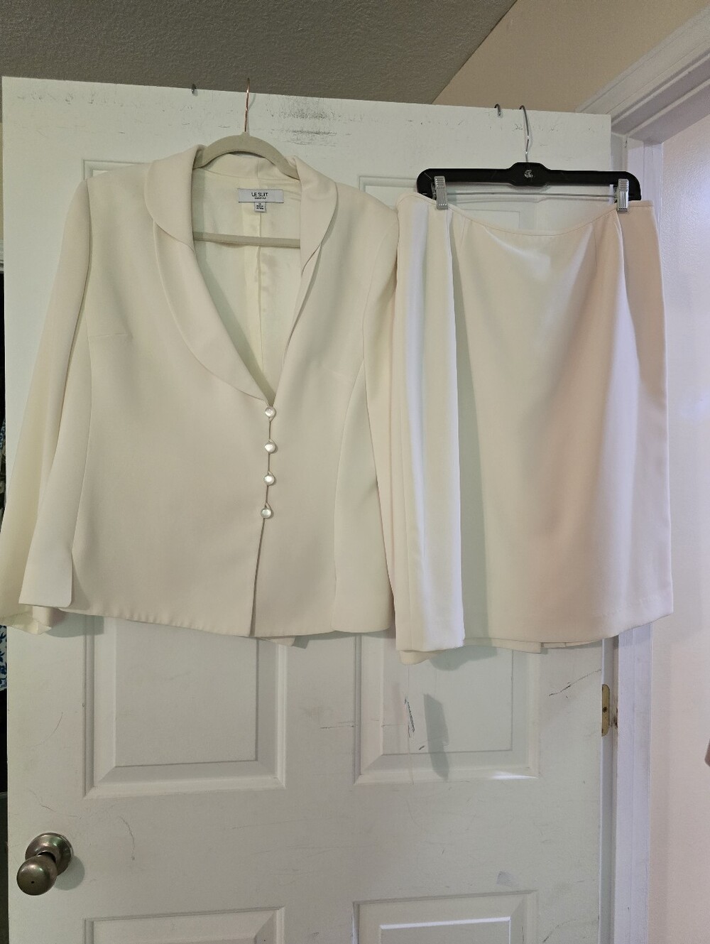 Le Suit Women's Cream Skirt Suit - Classic Jacket & Skirt Set